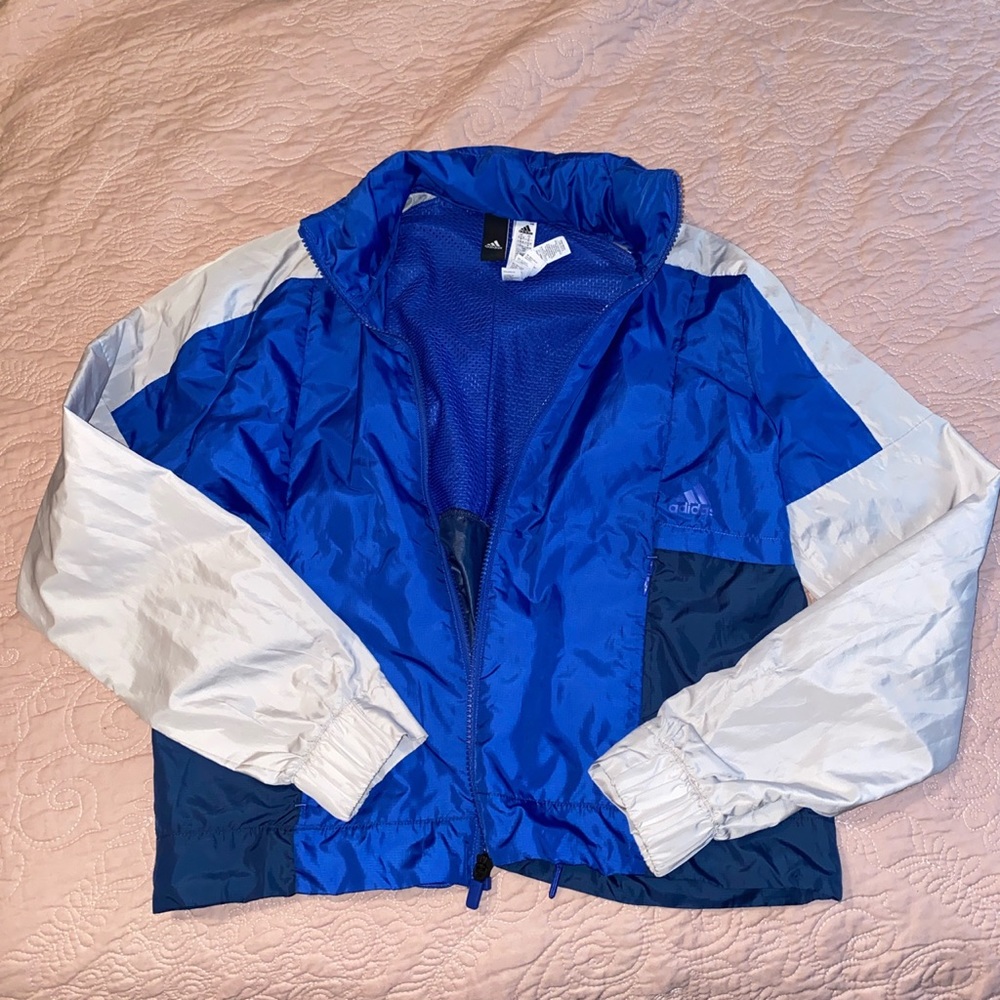 Royal blue adidas windbreaker